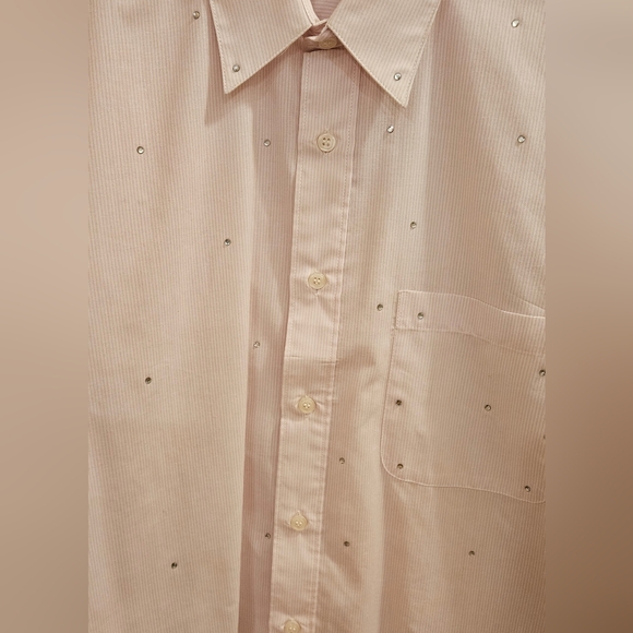 Vintage 90s MiLi Designs Pink Striped Rhinestone Button-Up Shirt Women’s Large - Picture 9 of 9